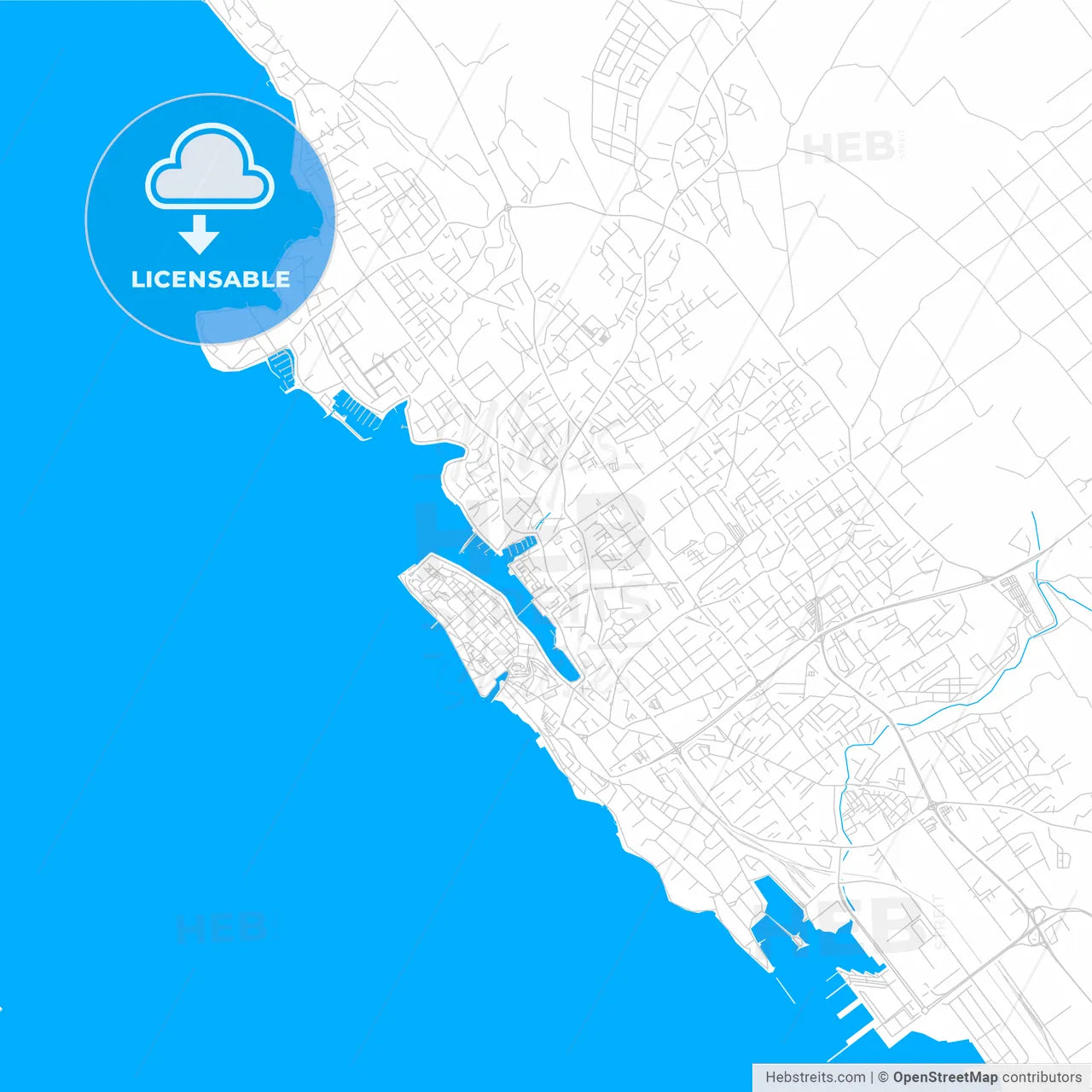 Zadar , Croatia bright two-toned vector map