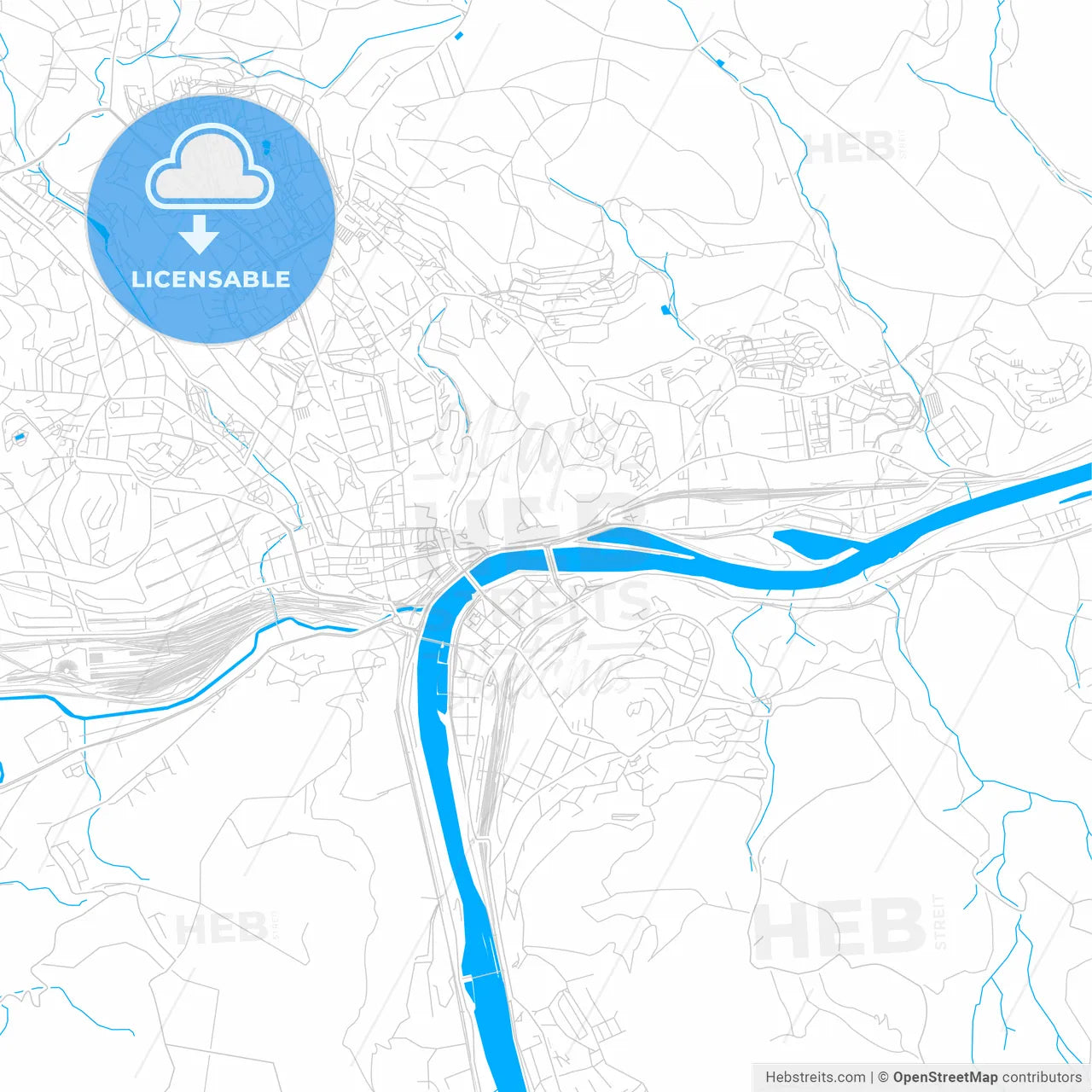 Ústí nad Labem, Czechia bright two-toned vector map