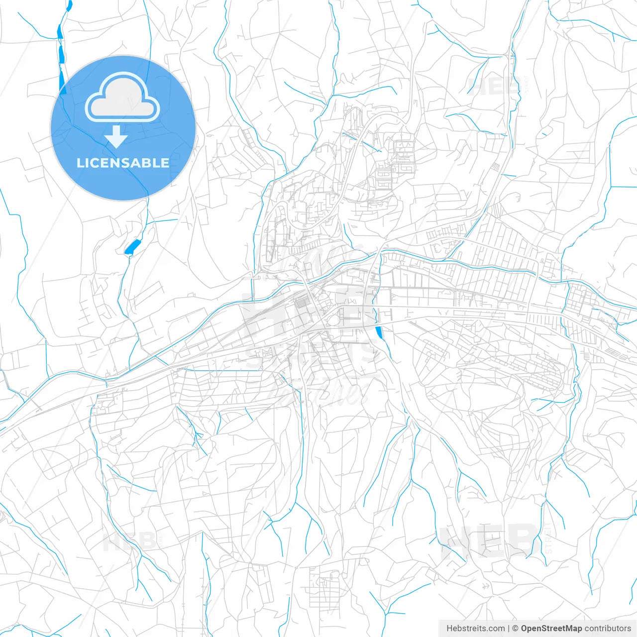 Zlín, Czechia bright two-toned vector map