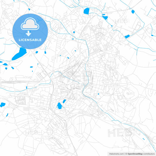 Teplice, Czechia bright two-toned vector map