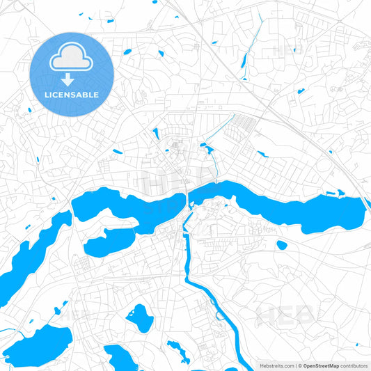 Silkeborg, Denmark bright two-toned vector map