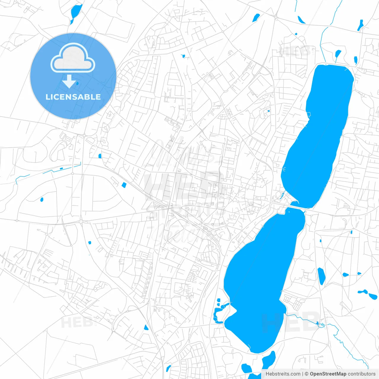 Viborg, Denmark bright two-toned vector map