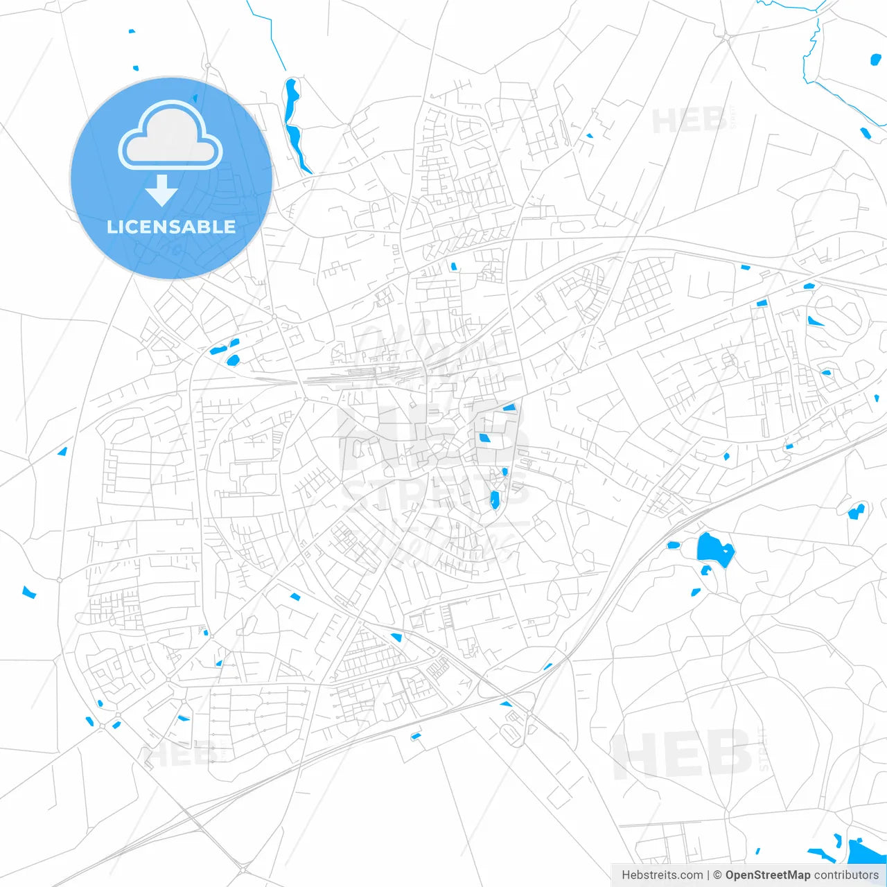 Slagelse, Denmark bright two-toned vector map