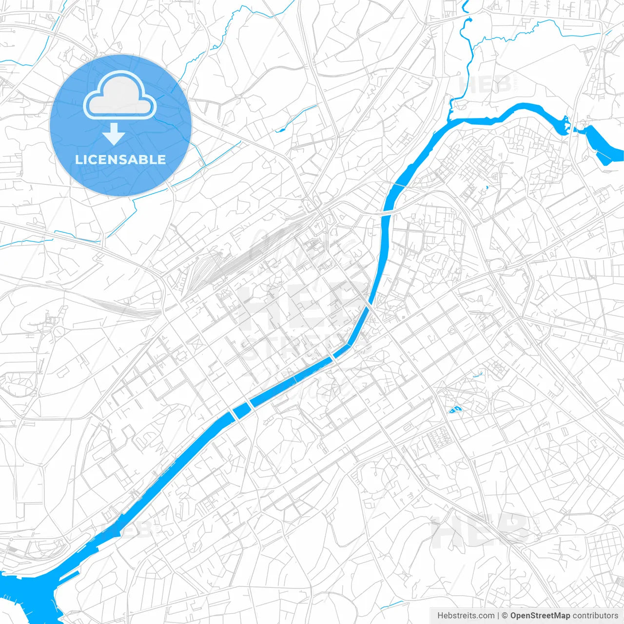 Turku, Finland bright two-toned vector map
