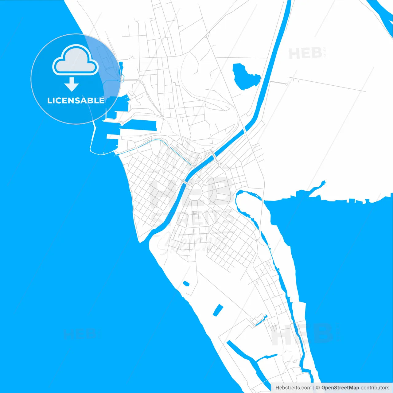 Poti, Georgia bright two-toned vector map