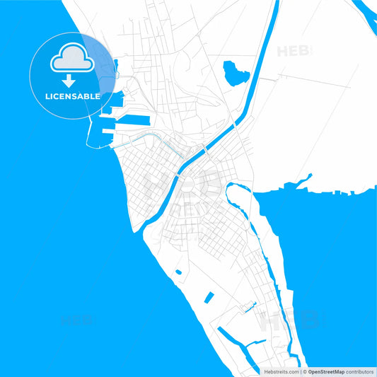 Poti, Georgia bright two-toned vector map