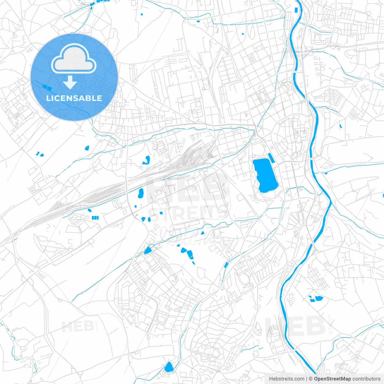 Zwickau, Germany bright two-toned vector map
