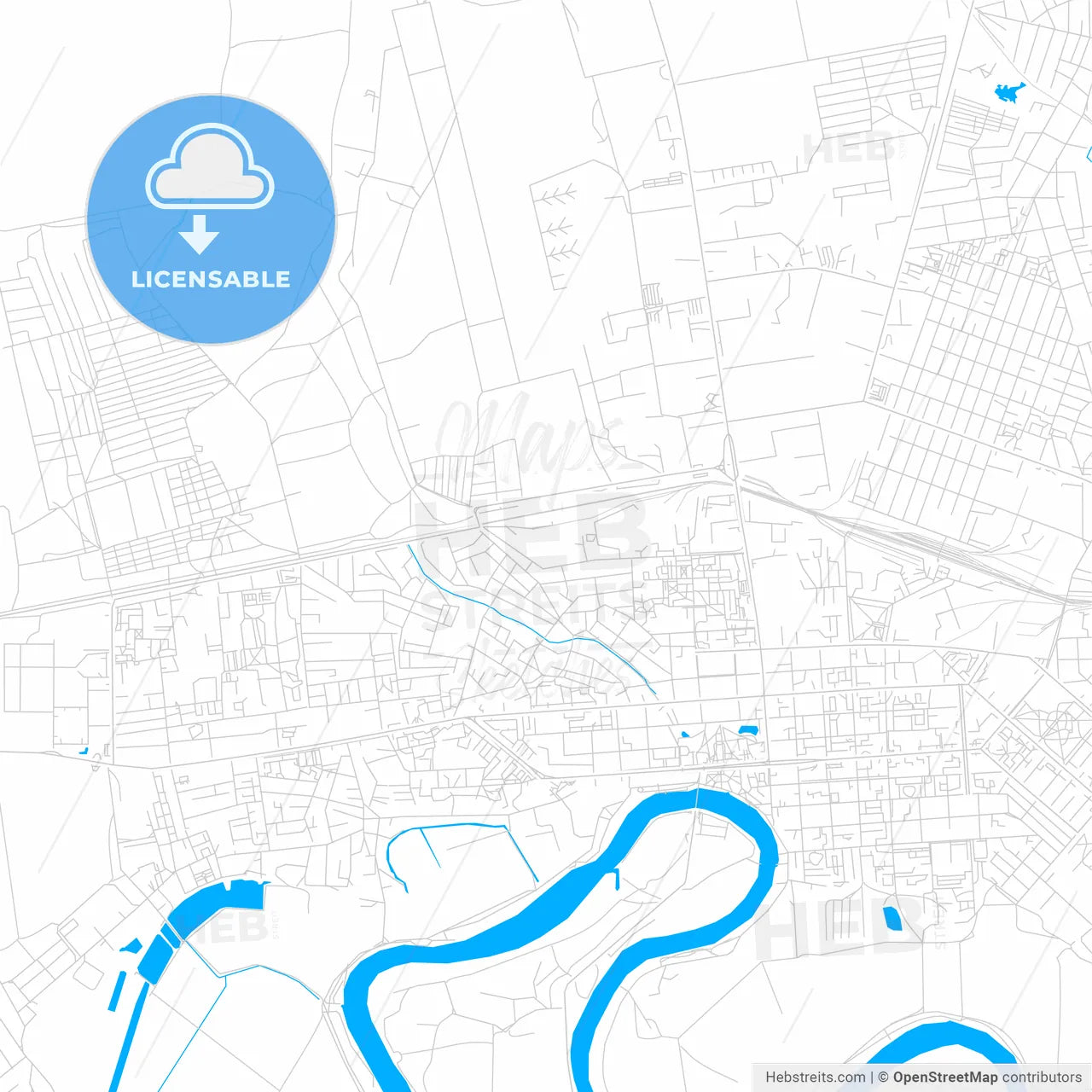 Tiraspol, Moldova bright two-toned vector map