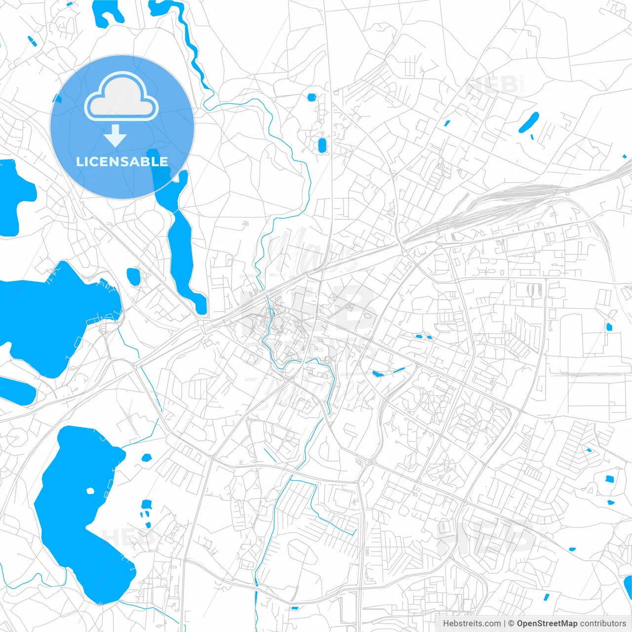 Olsztyn, Poland bright two-toned vector map
