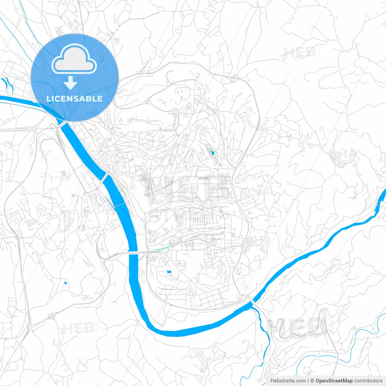 Coimbra, Portugal bright two-toned vector map
