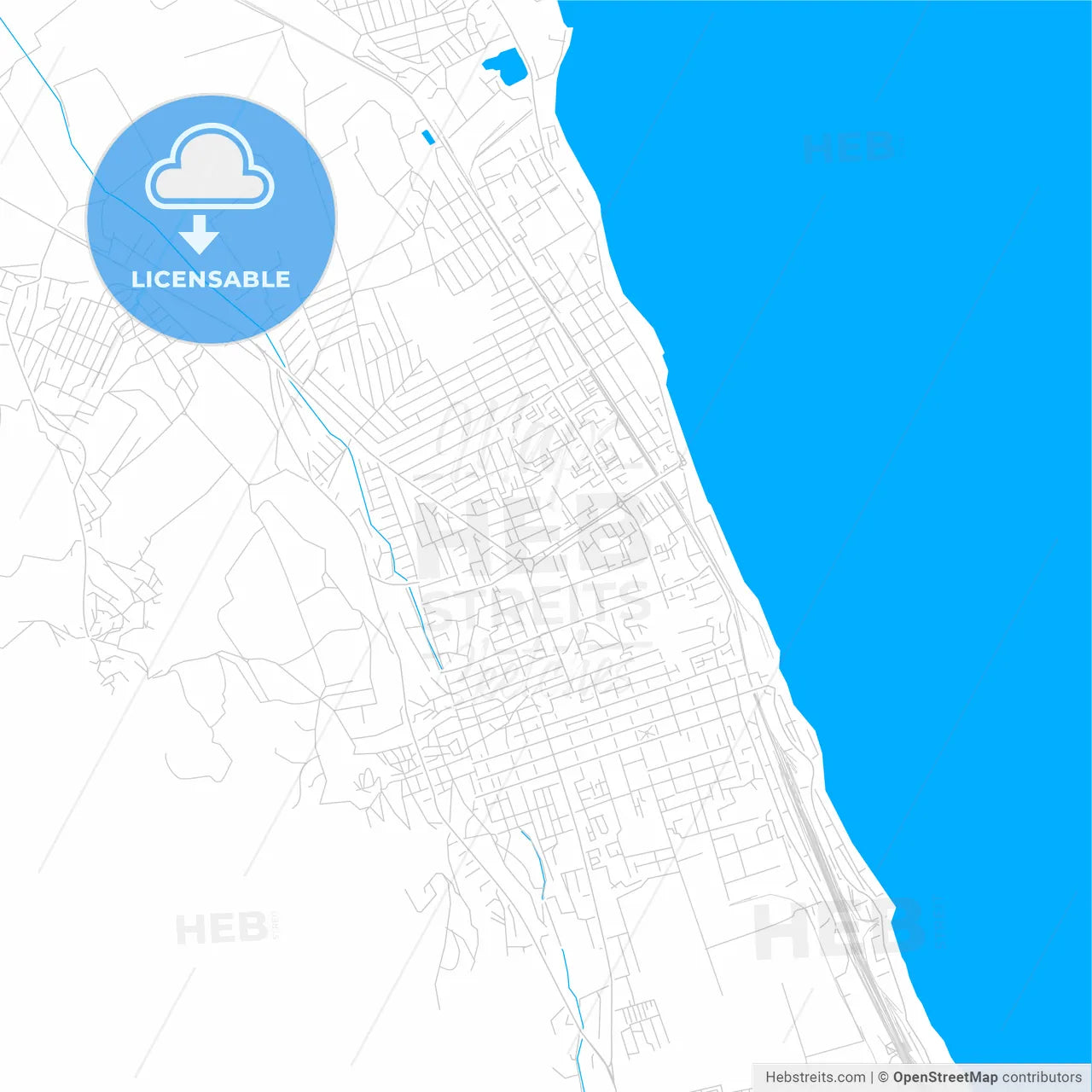 Derbent, Russia bright two-toned vector map