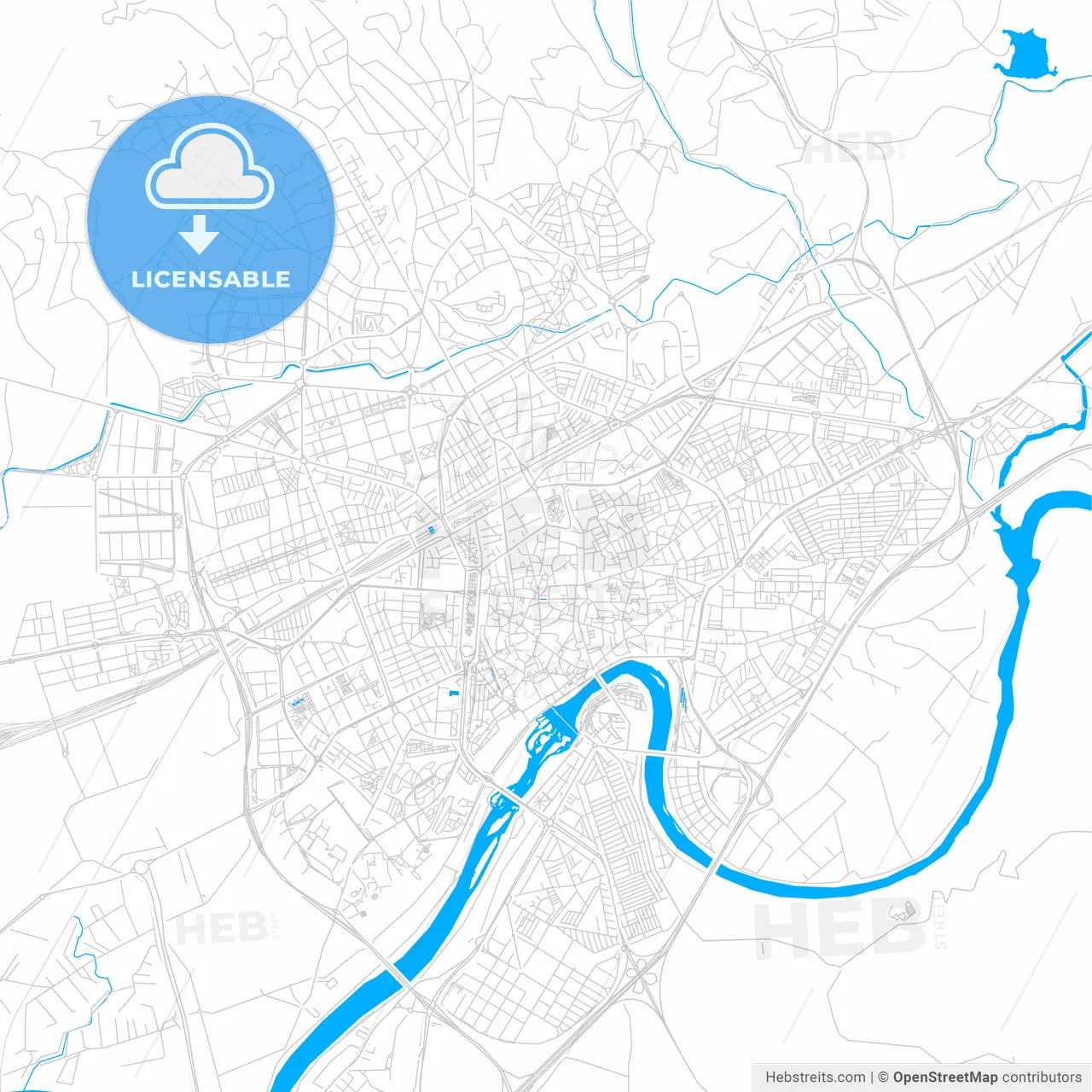 Córdoba, Spain bright two-toned vector map