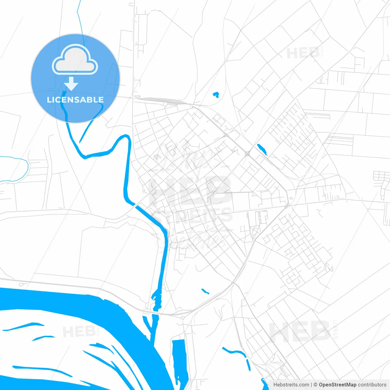 Pančevo, Serbia bright two-toned vector map