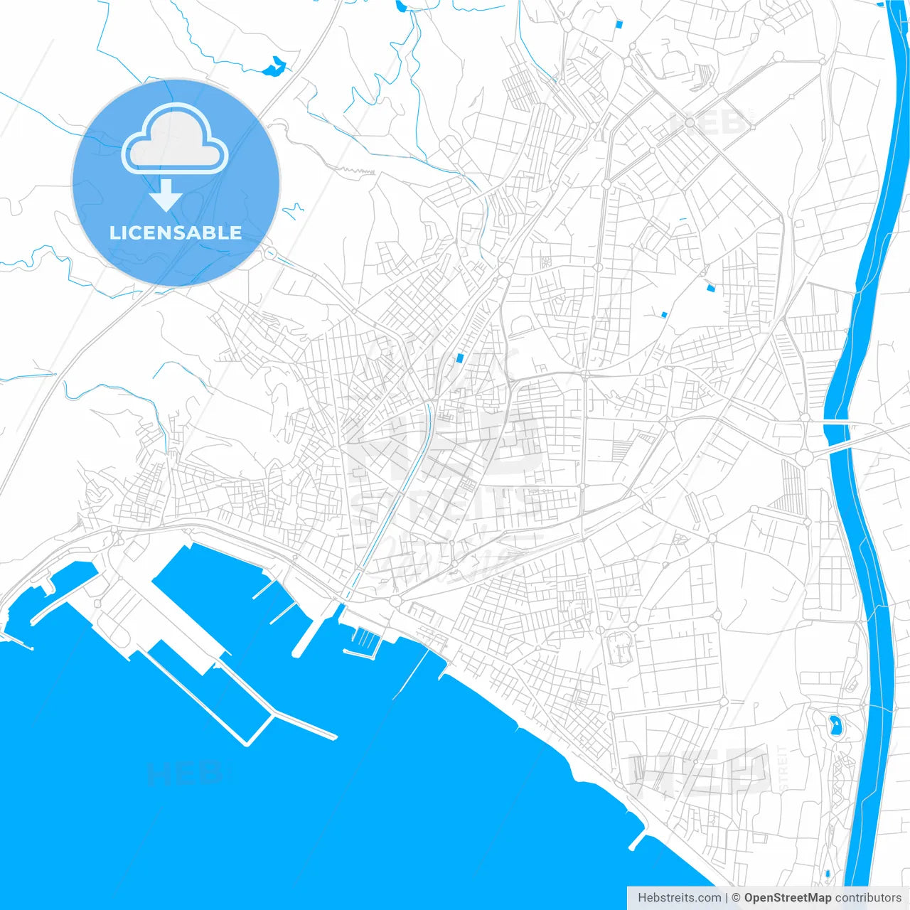 Almería, Spain bright two-toned vector map