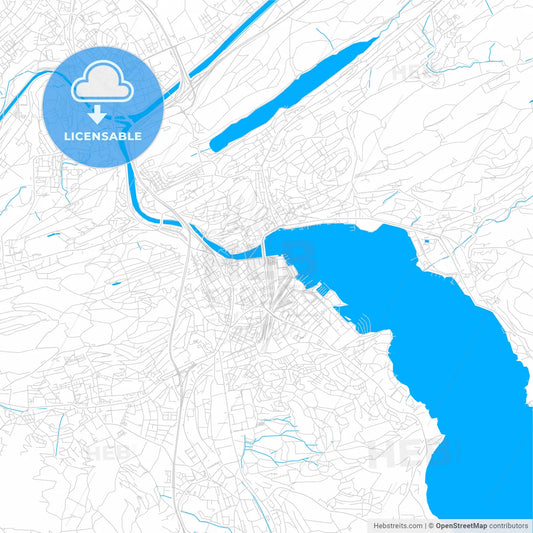 Lucerne, Switzerland bright two-toned vector map