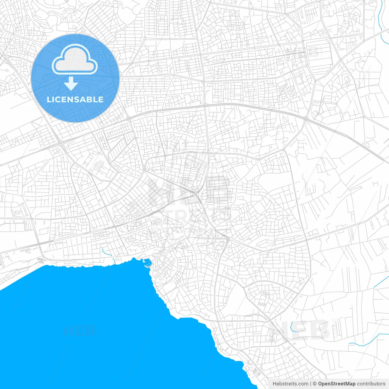 Antalya, Turkey bright two-toned vector map