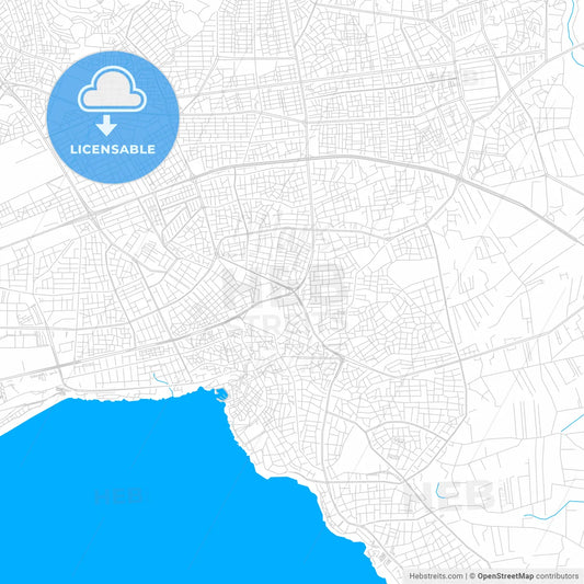 Antalya, Turkey bright two-toned vector map