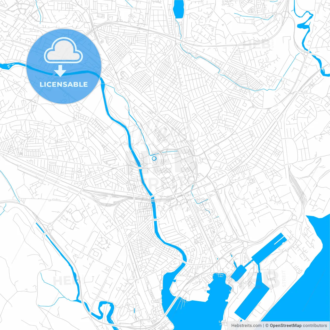 Cardiff, Wales bright two-toned vector map