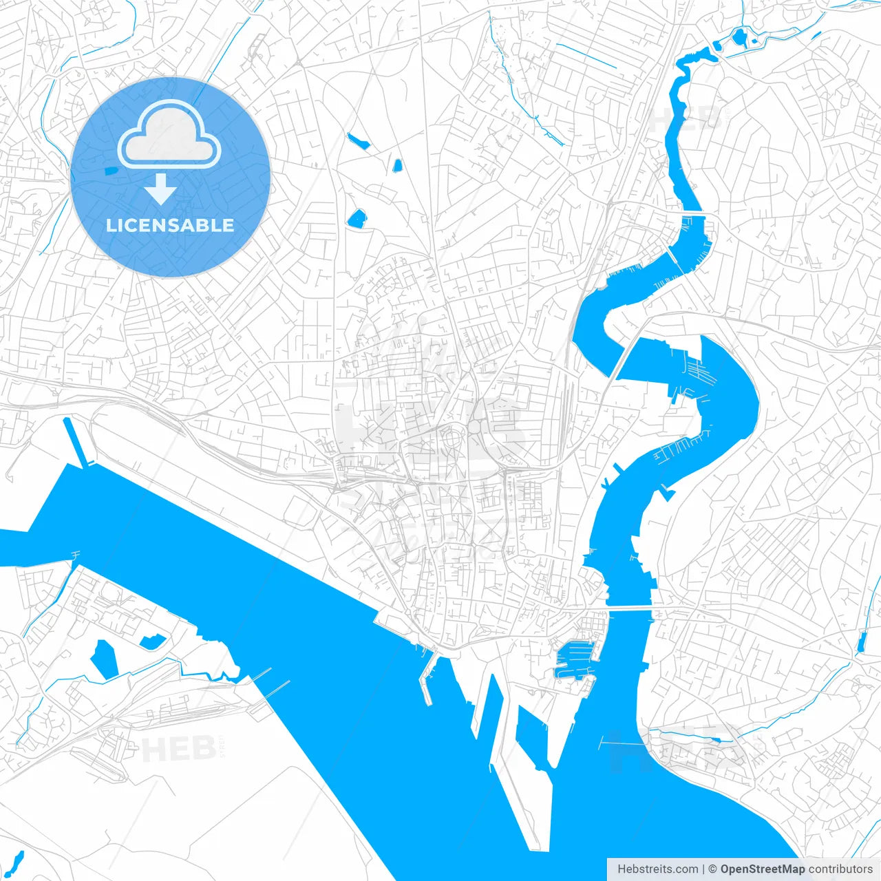 Southampton, England bright two-toned vector map