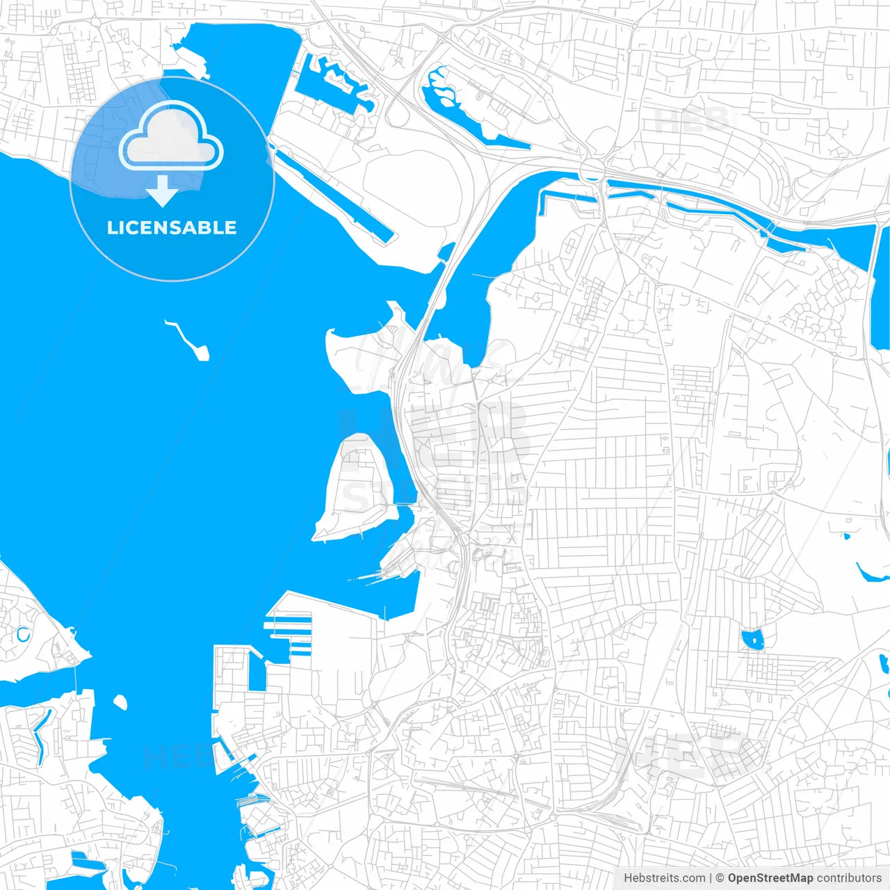 Portsmouth, England bright two-toned vector map