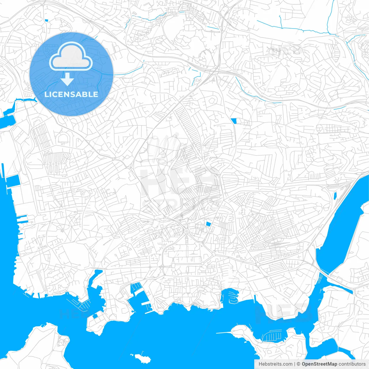 Plymouth, England bright two-toned vector map