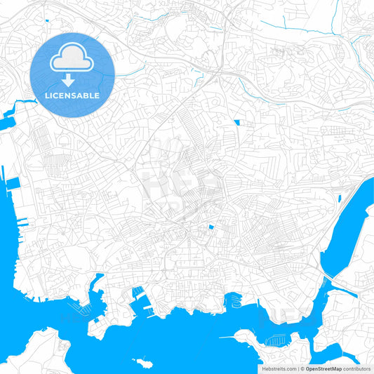 Plymouth, England bright two-toned vector map