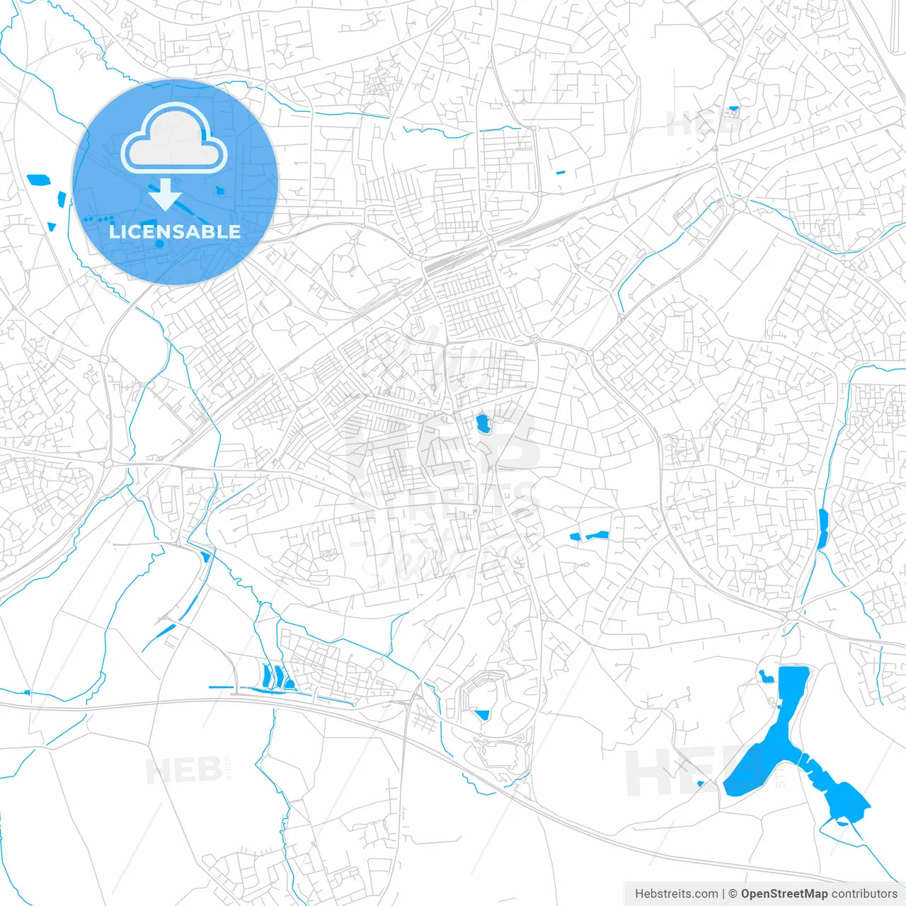 Swindon, England bright two-toned vector map
