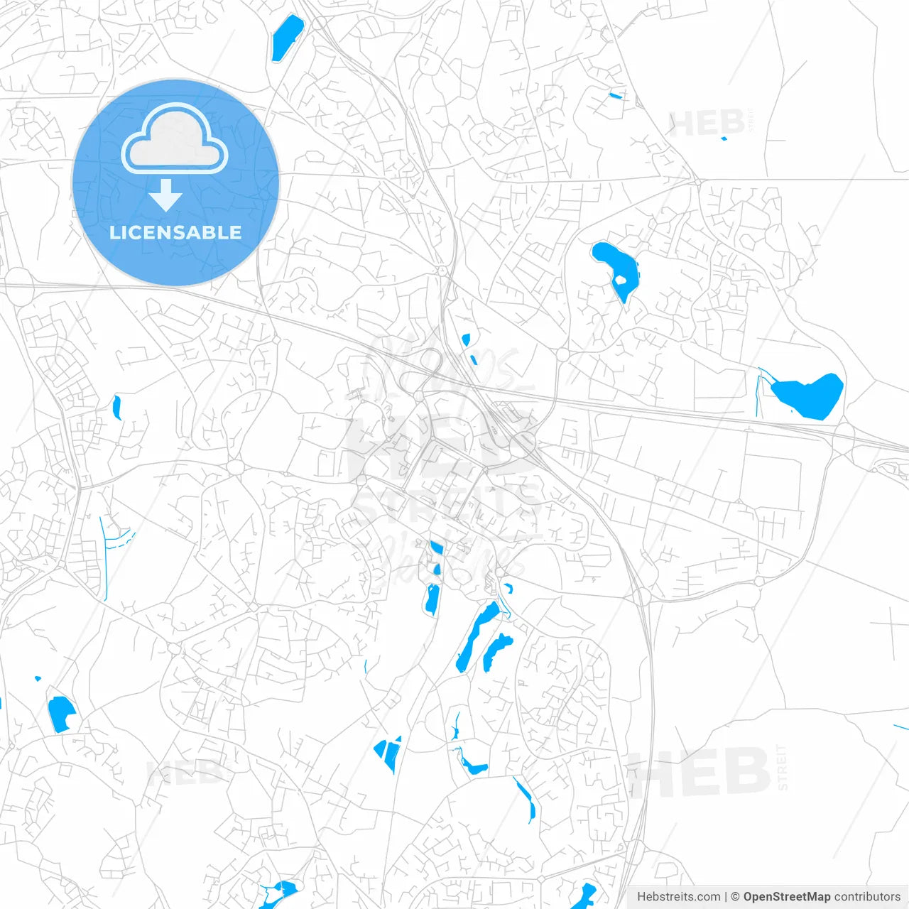 Telford, England bright two-toned vector map