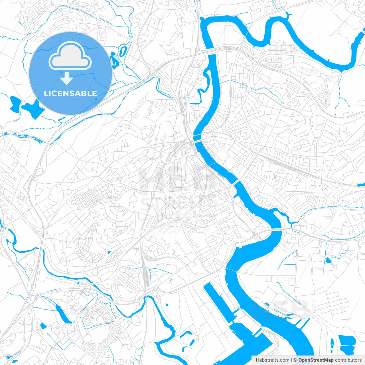 Newport, Wales bright two-toned vector map