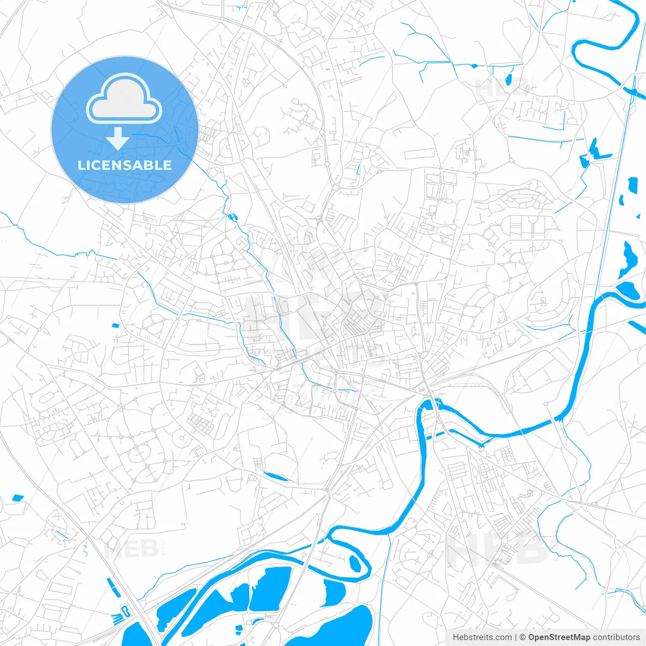 Wakefield, England bright two-toned vector map