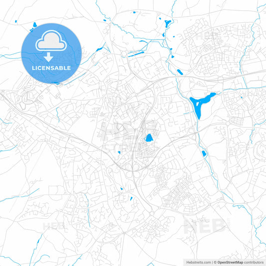 Redditch, England bright two-toned vector map