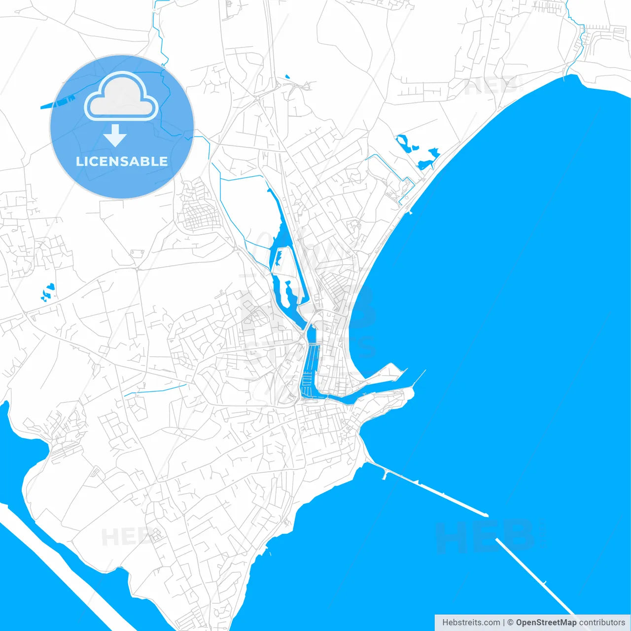 Weymouth, England bright two-toned vector map