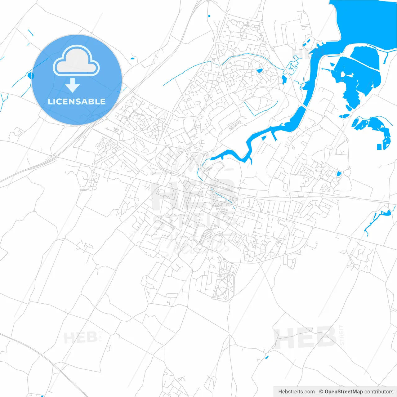 Sittingbourne, England bright two-toned vector map