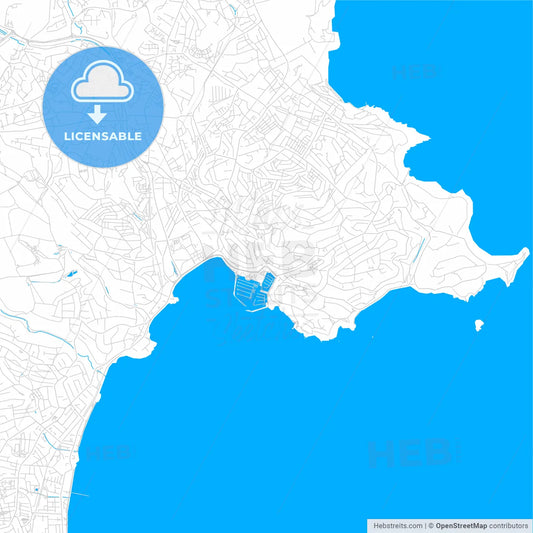 Torquay, England bright two-toned vector map