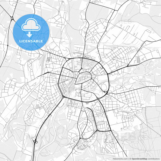 Vector PDF map of Hradec Králové, Czechia