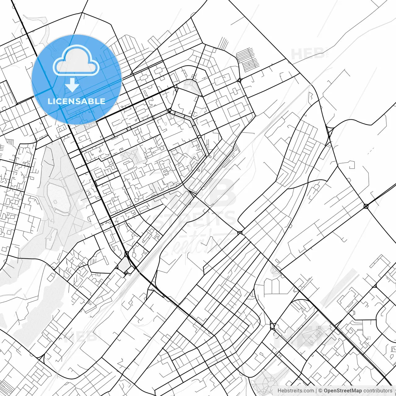 Vector PDF map of Karagandy, Kazakhstan