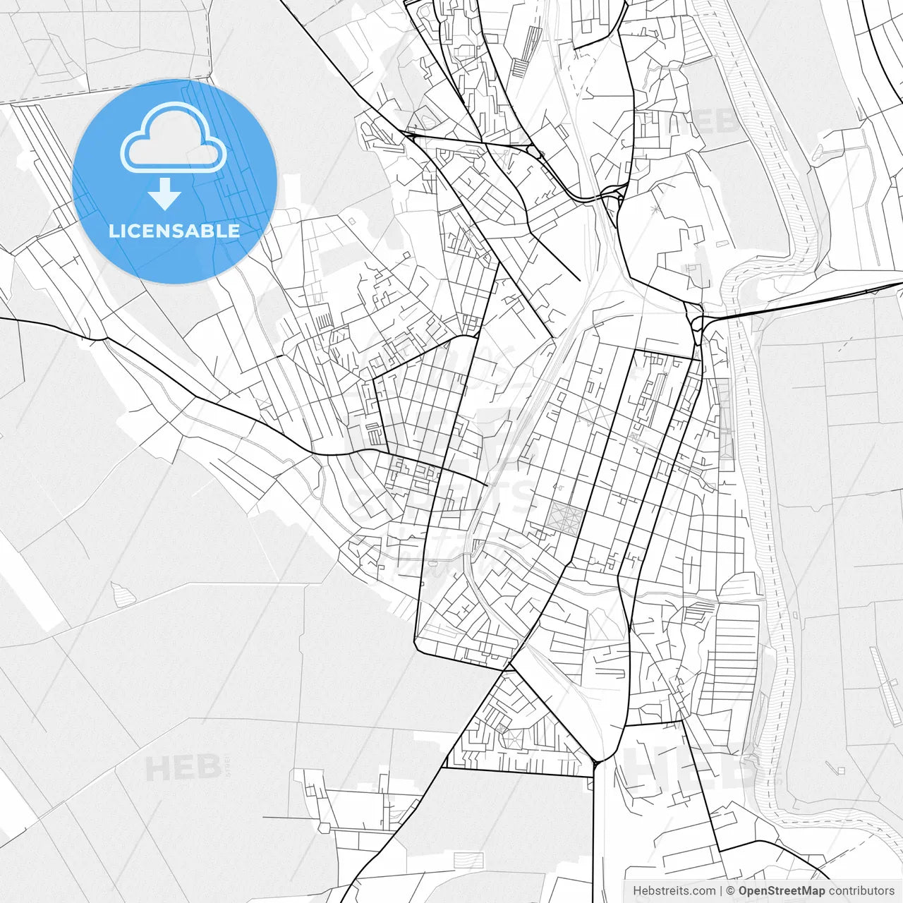 Vector PDF map of Bender (Tighina), Moldova