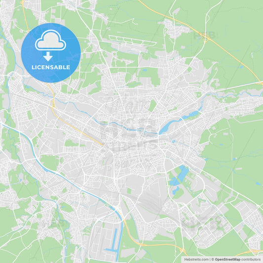 Nuremberg, Germany printable street map