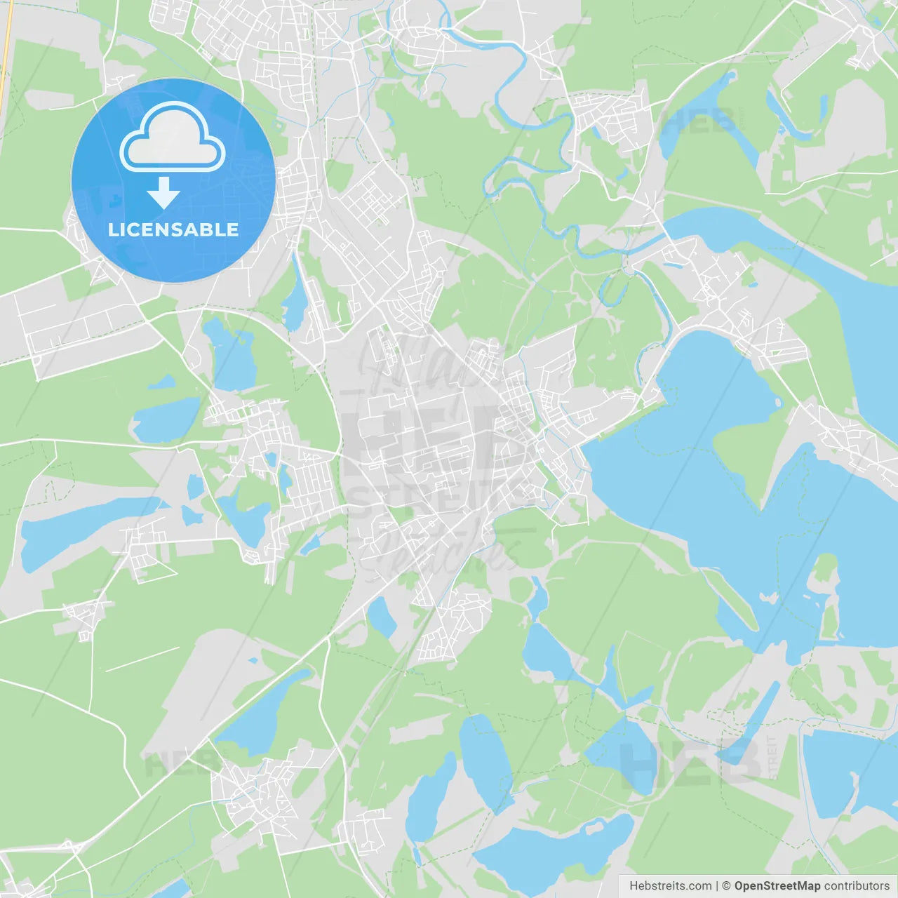 Bitterfeld-Wolfen, Germany printable street map