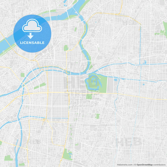 Printable map of Osaka, Japan