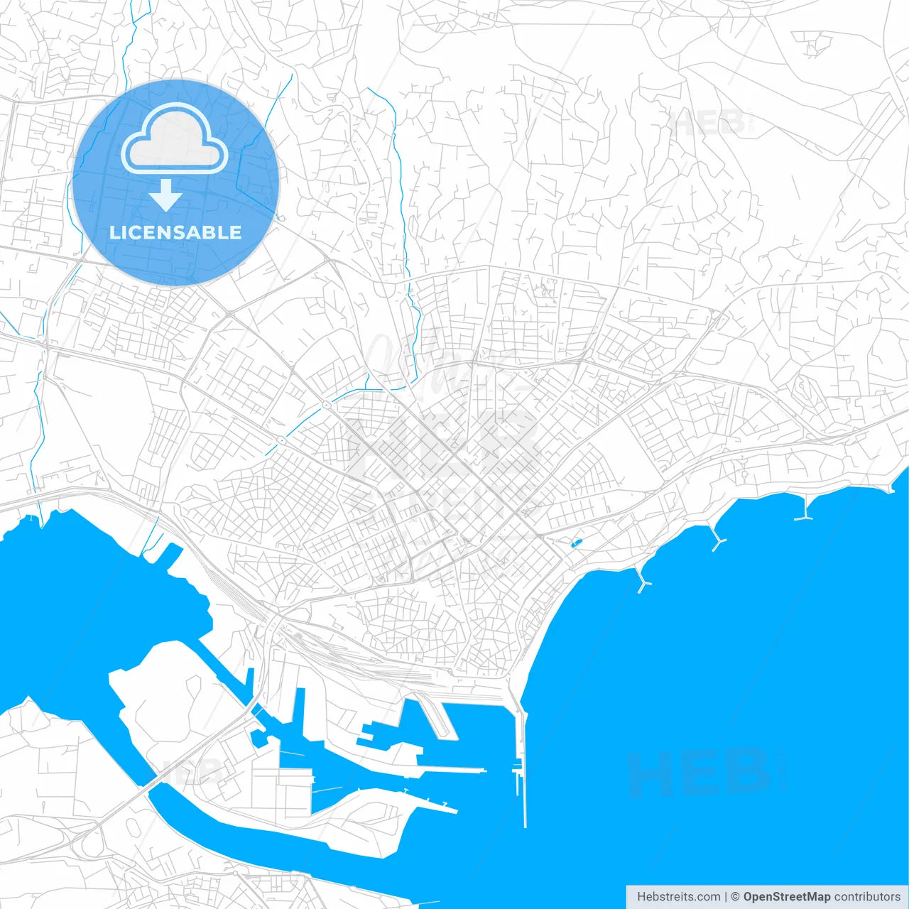 Varna, Bulgaria bright two-toned vector map