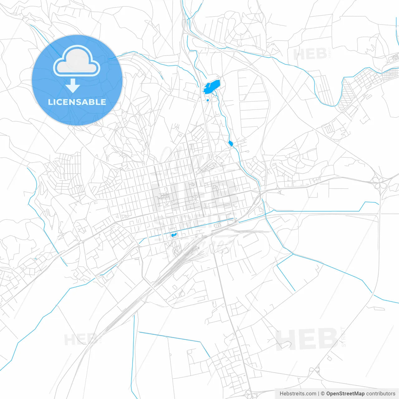 Stara Zagora, Bulgaria bright two-toned vector map