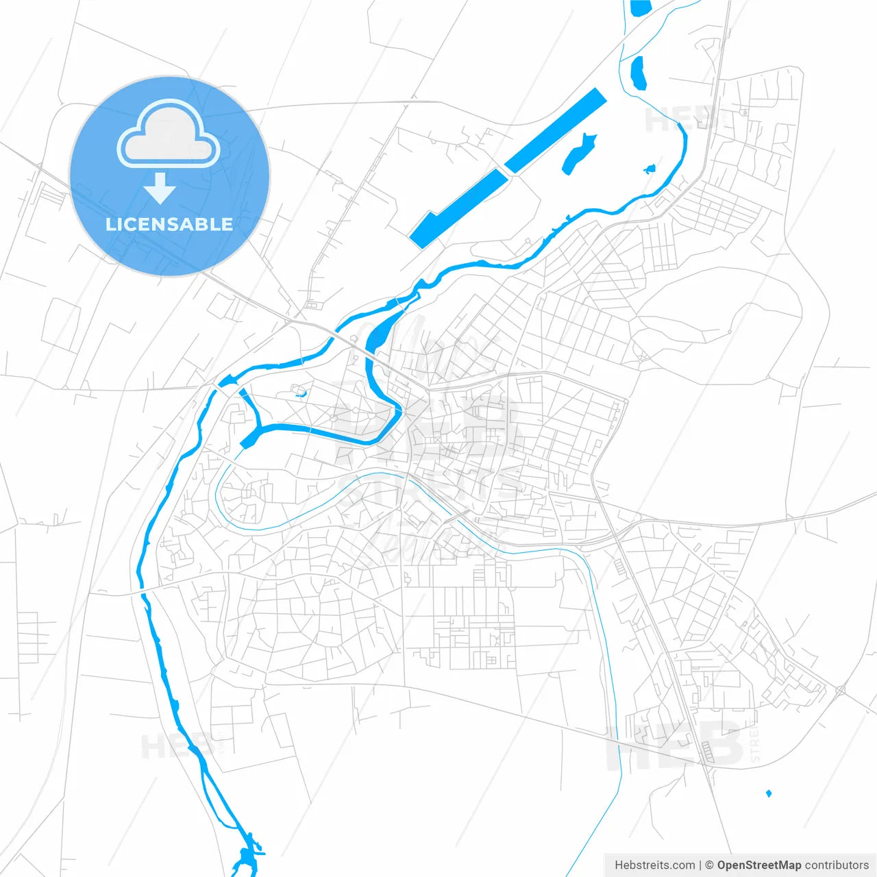Yambol, Bulgaria bright two-toned vector map