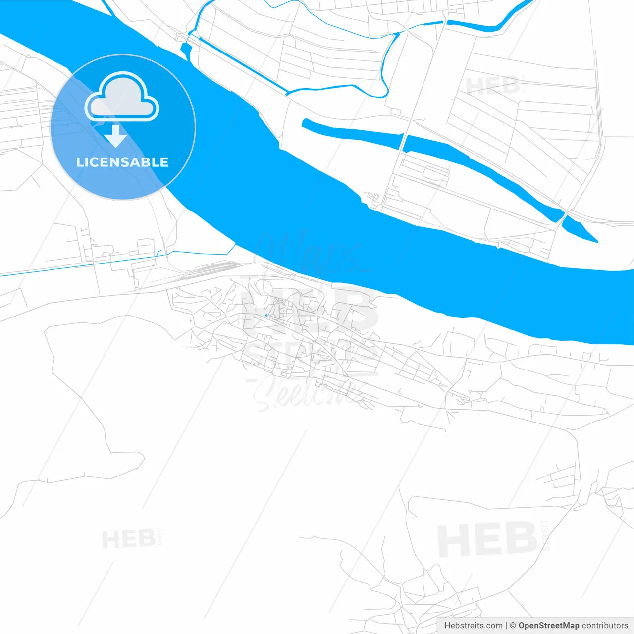 Svishtov, Bulgaria bright two-toned vector map