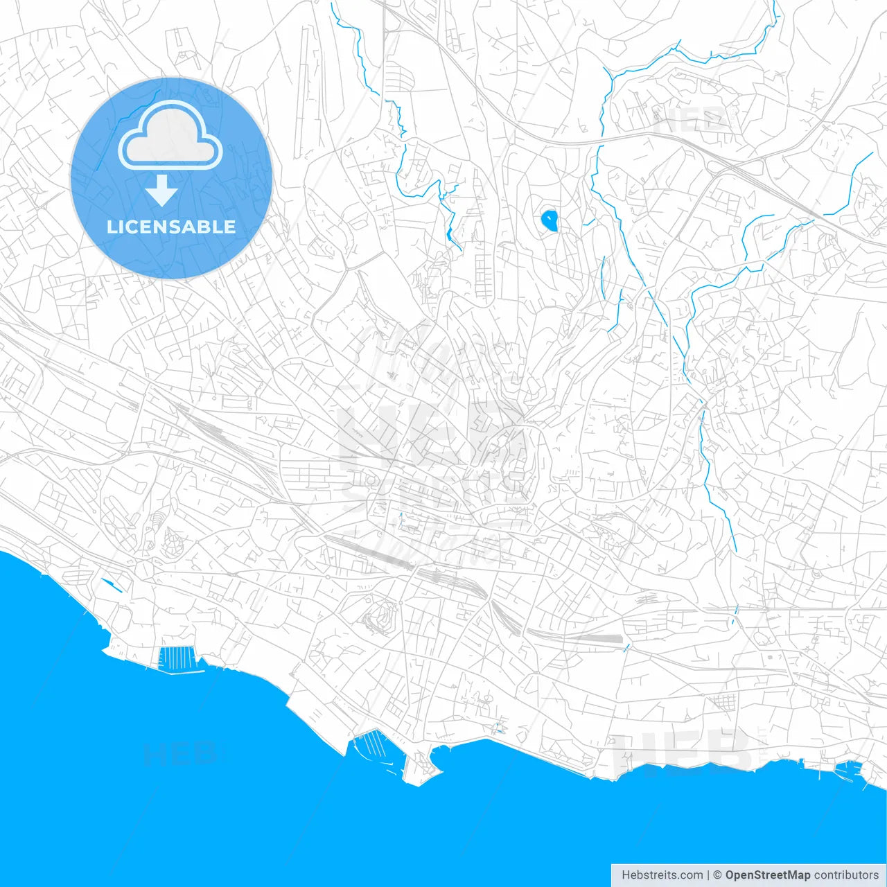 Lausanne, Switzerland bright two-toned vector map