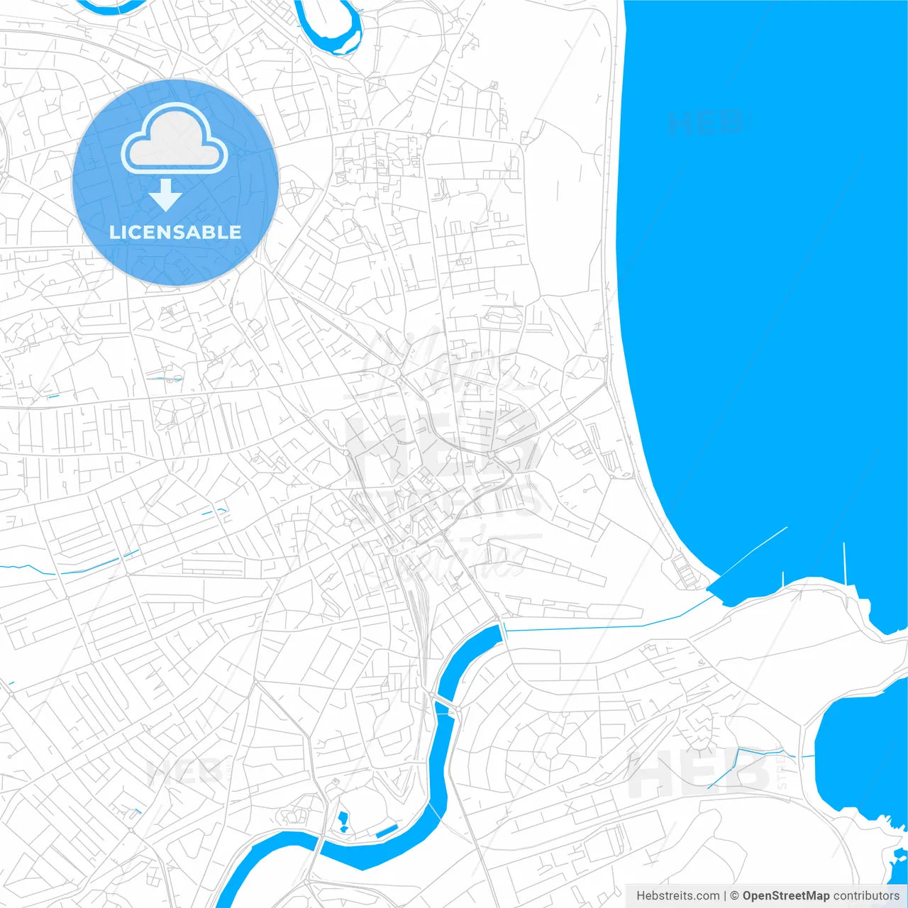 Aberdeen, Scotland bright two-toned vector map