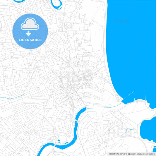 Aberdeen, Scotland bright two-toned vector map