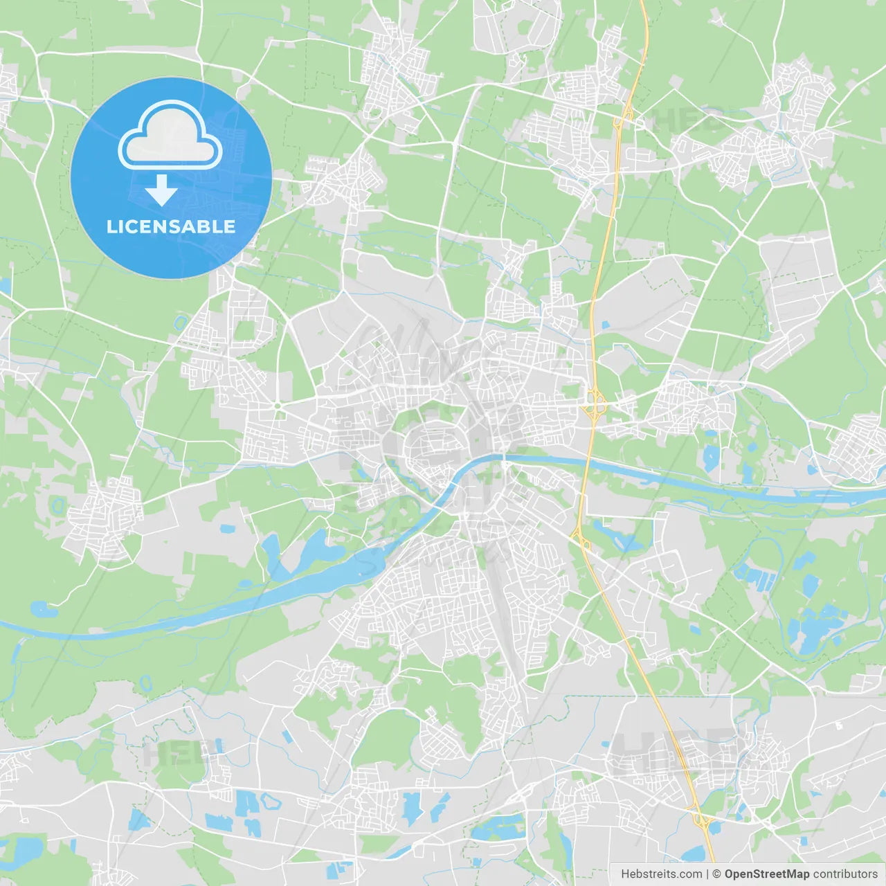 Ingolstadt, Germany printable street map