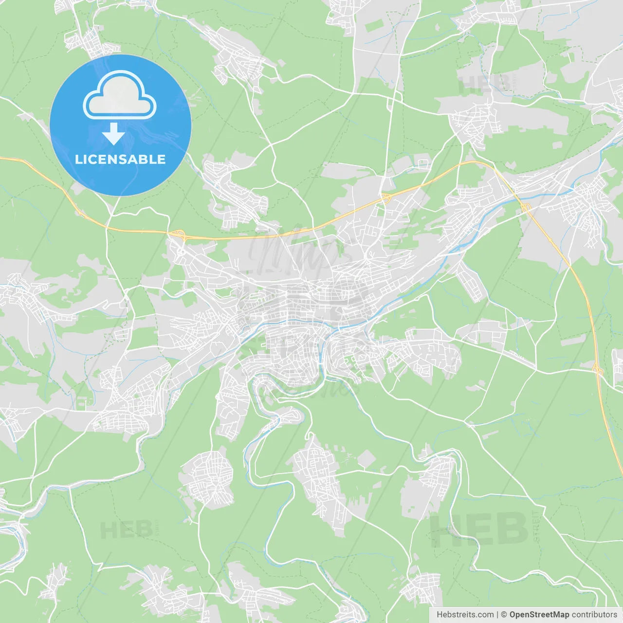 Pforzheim, Germany printable street map