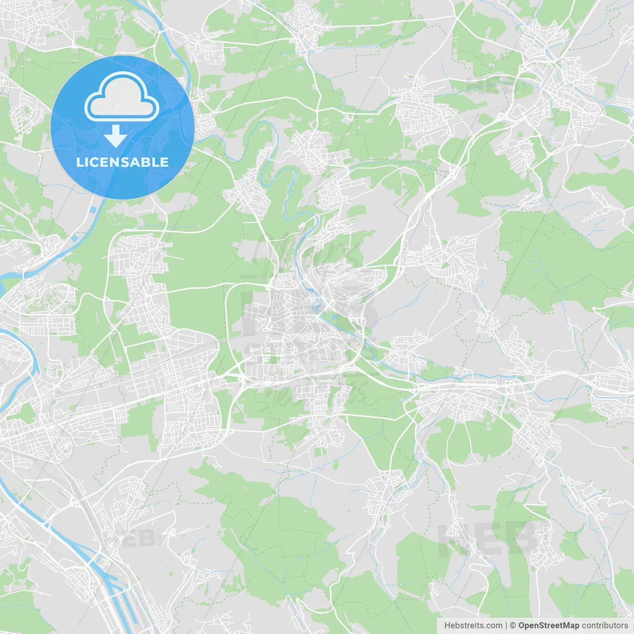Waiblingen, Germany printable street map